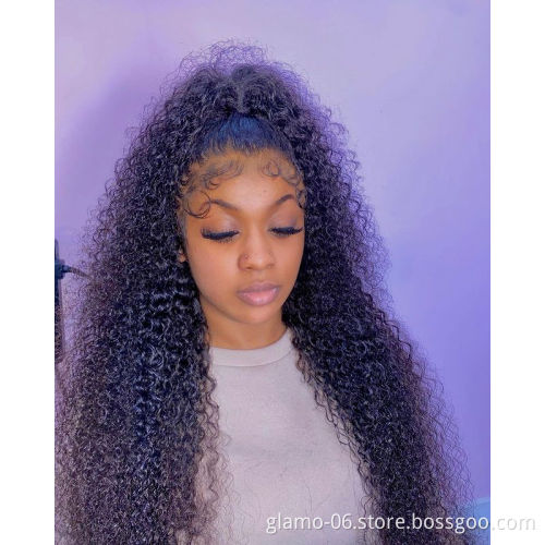 water wave 180% density 100 percent human hair wig afro kinky curly virgin brazilian front lace wig for sale